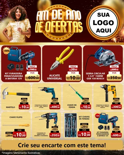 Modelo de Rede Social para Feed Instagram com o tema Fim de Ano de Ofertas para Maquinas e Ferramentas