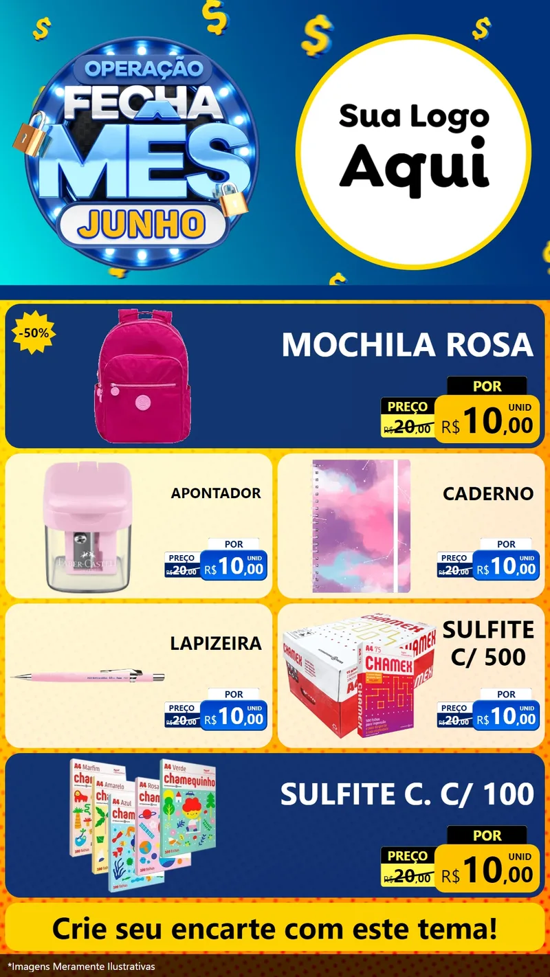 Modelo de TV para TV Vertical com o tema Operação Fecha Mês, Junho para Papelaria