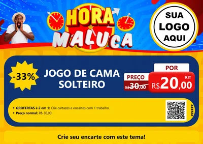 Modelo de Cartaz para Cartaz A4 Horizontal com o tema Hora Maluca para Cama, Mesa e Banho