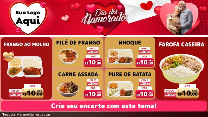 Modelo de TV para TV Horizontal com o tema Dia Dos Namorados para Restaurante