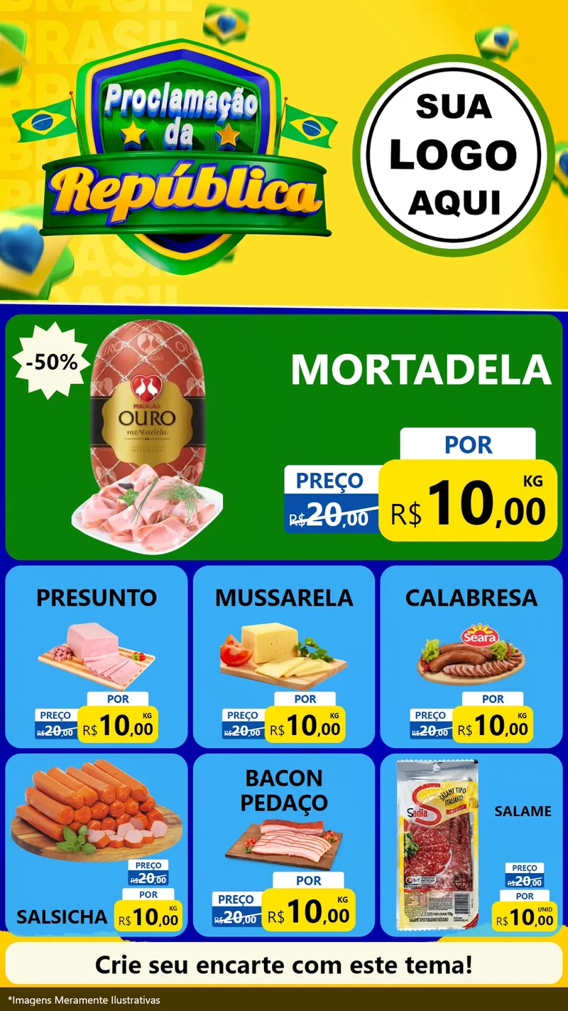 Modelo de Rede Social para Stories com o tema Proclamação da República para Frios e Laticínios