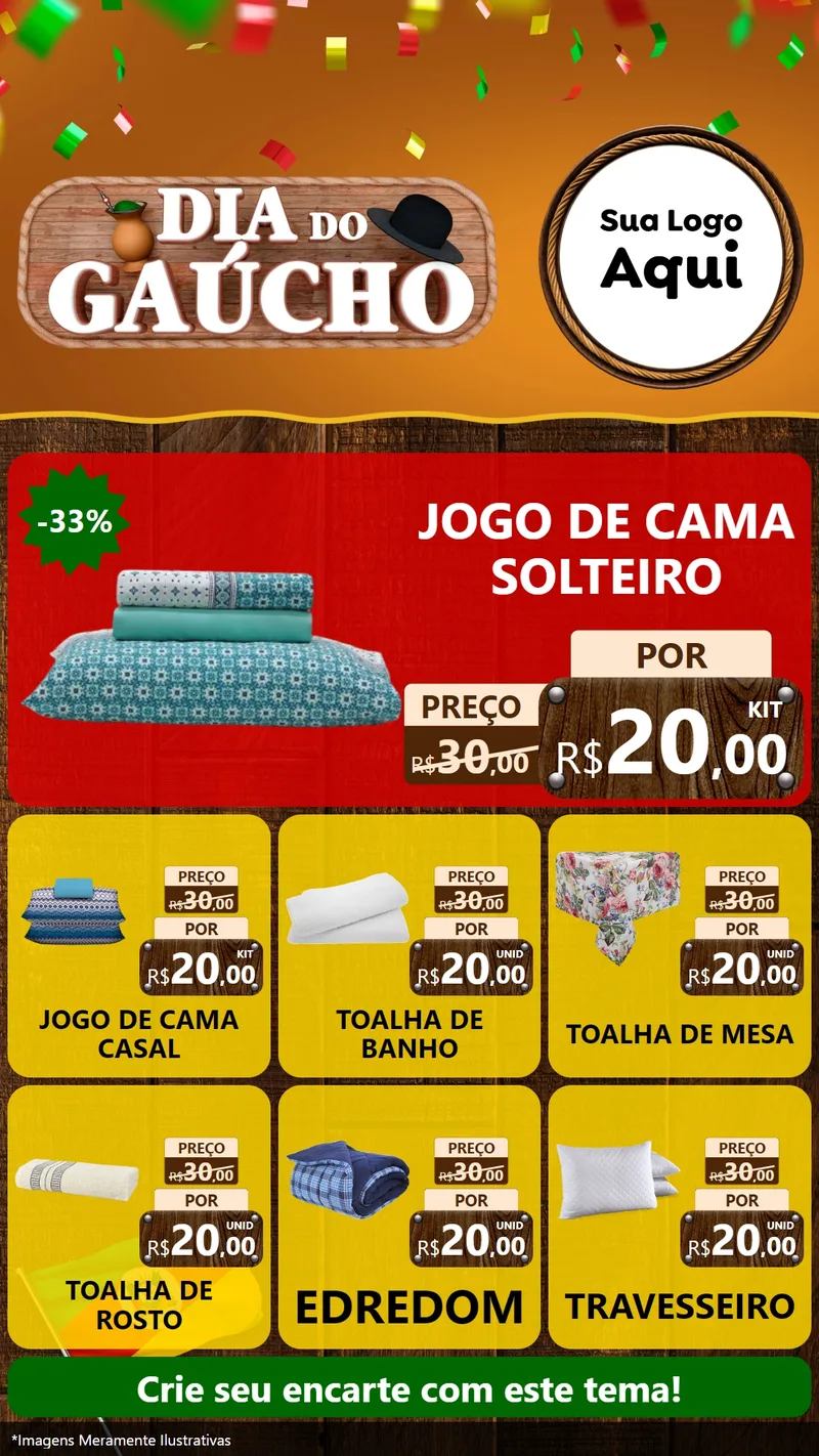 Modelo de Rede Social para Stories com o tema Dia do Gaúcho para Cama, Mesa e Banho