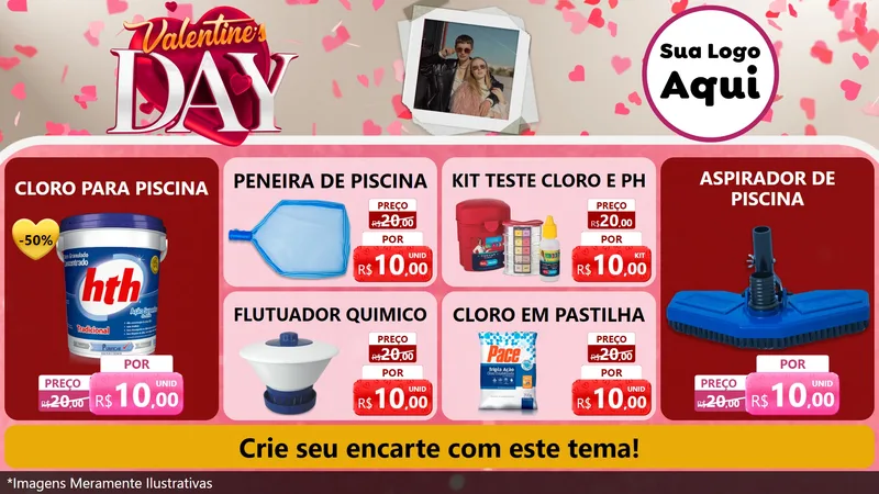 Modelo de TV para TV Horizontal com o tema Valentine's Day para Produtos para Piscina