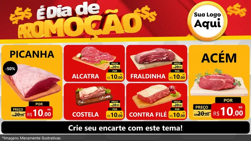 Modelo de TV para TV Horizontal com o tema É Dia De Promoção para Açougue