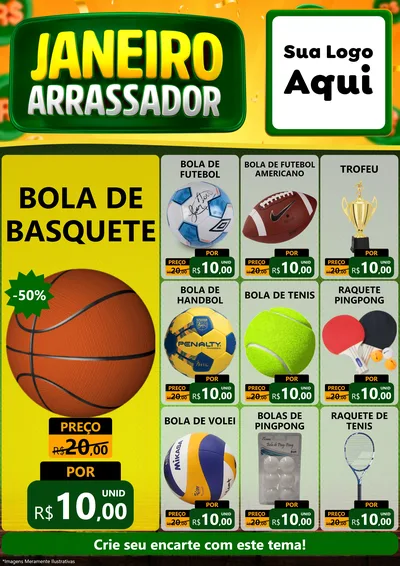 Modelo de Encarte para Encarte A4 Vertical com o tema Janeiro Arrasador para Artigos Esportivos