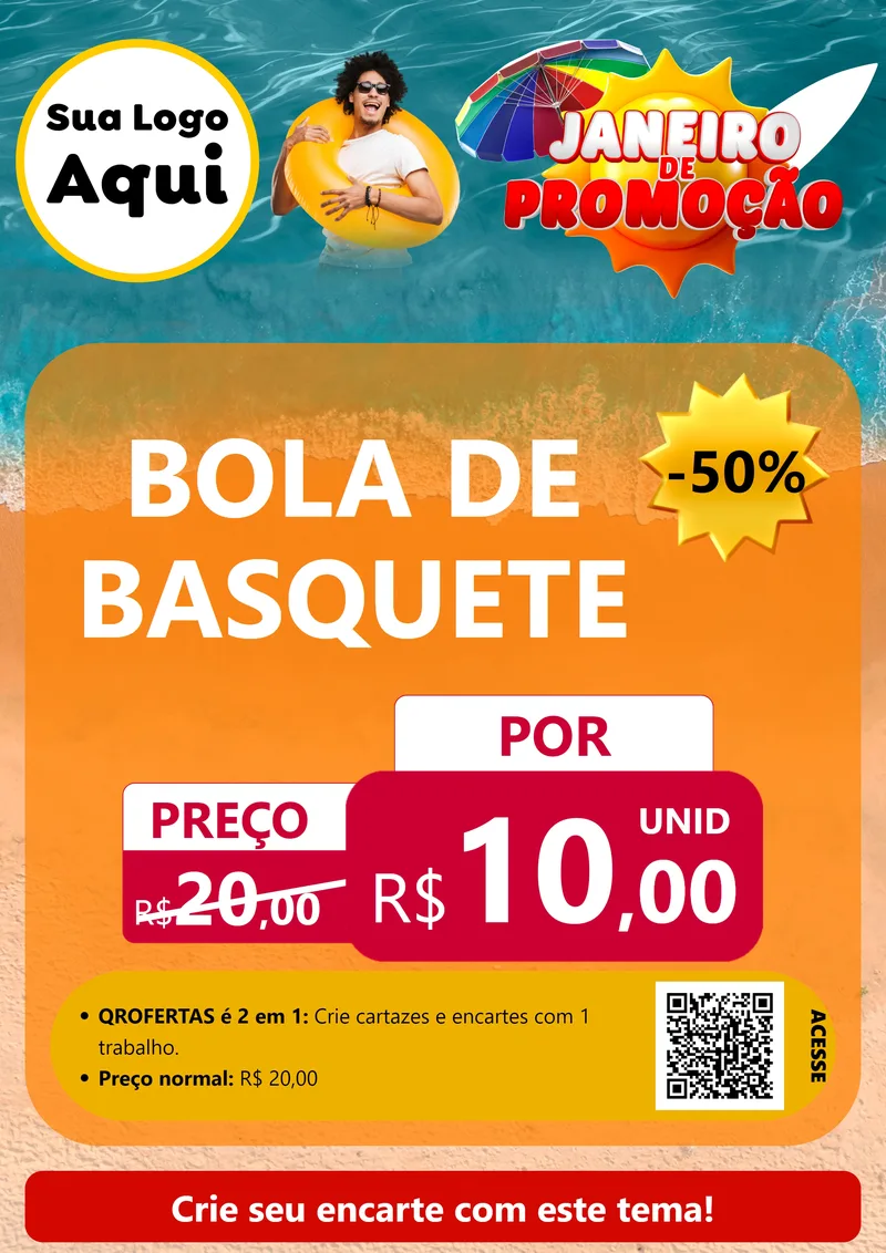 Modelo de Cartaz para Cartaz A4 Vertical com o tema Janeiro de Promoção para Artigos Esportivos