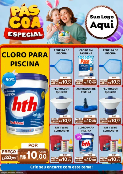 Modelo de Encarte para Encarte A4 Vertical com o tema Páscoa Especial para Produtos para Piscina
