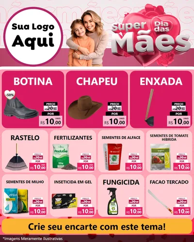 Modelo de Rede Social para Feed Instagram com o tema Super Dia Das Mães para Agropecuária