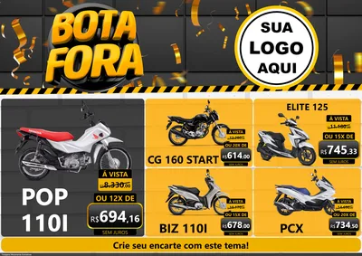 Modelo de Encarte para Encarte A4 Horizontal com o tema Bota Fora para Concessionaria de Motos