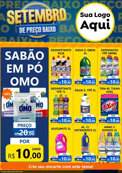 Modelo de Encarte para Encarte A4 Vertical com o tema Setembro De Preço Baixo para Produtos de Limpeza