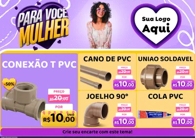 Modelo de Encarte para Encarte A4 Horizontal com o tema Para Você, Mulher para Tubos e conexões