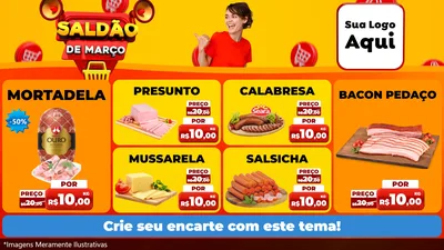 Modelo de TV para TV Horizontal com o tema Saldão de Março para Frios e Laticínios