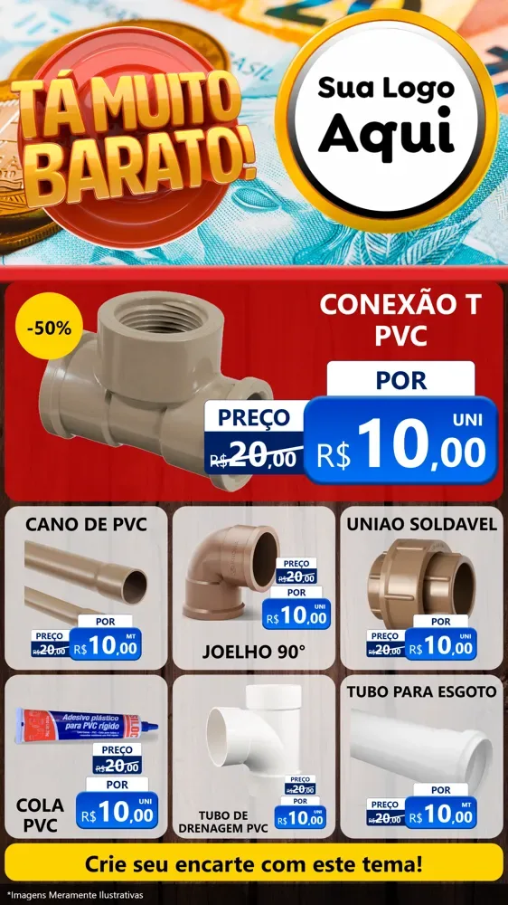 Modelo de Rede Social para Stories com o tema Está Muito Barato para Tubos e conexões
