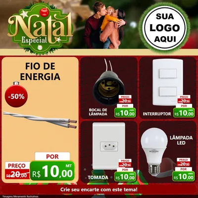 Modelo de Rede Social para Feed Facebook com o tema Natal Especial para Materiais Elétricos