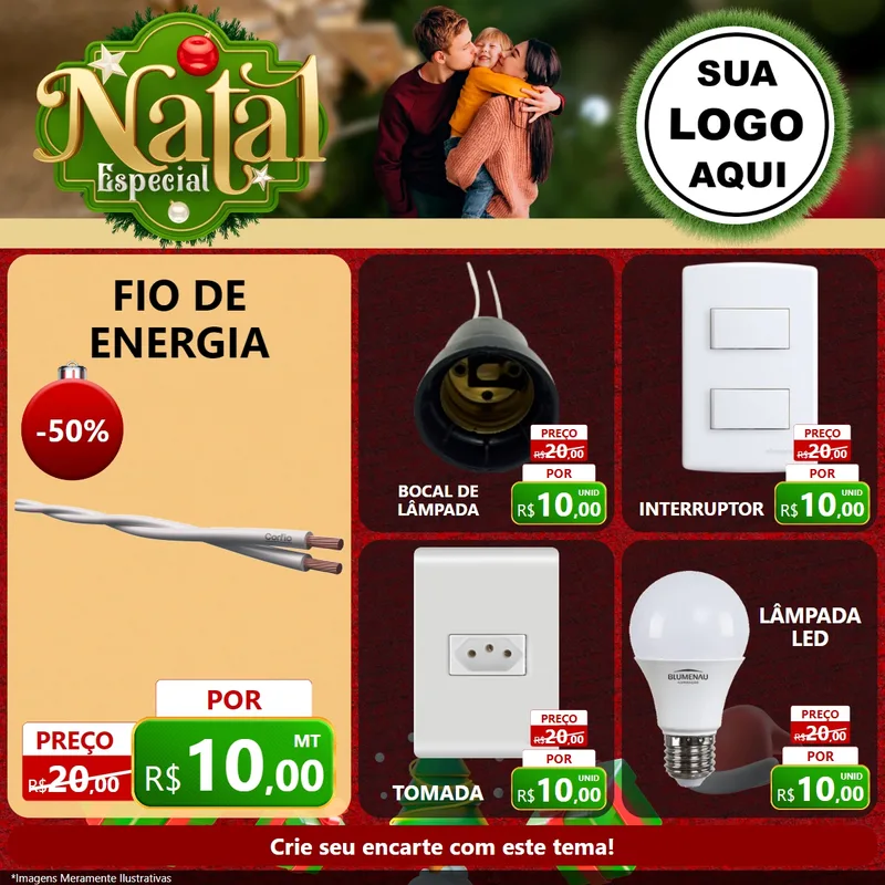 Modelo de Rede Social para Feed Facebook com o tema Natal Especial para Materiais Elétricos