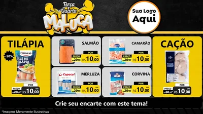 Modelo de TV para TV Horizontal com o tema Terça e Quarta Maluca para Peixaria