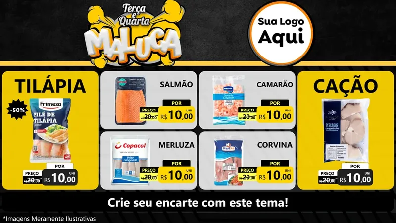Modelo de TV para TV Horizontal com o tema Terça e Quarta Maluca para Peixaria