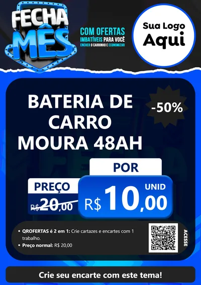 Modelo de Cartaz para Cartaz A4 Vertical com o tema Fecha Mês para Baterias Elétricas