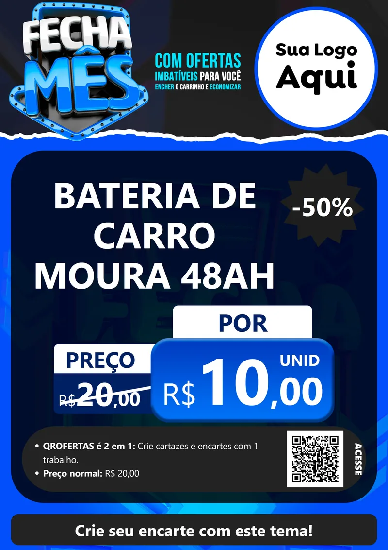 Modelo de Cartaz para Cartaz A4 Vertical com o tema Fecha Mês para Baterias Elétricas