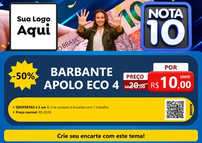 Modelo de Cartaz para Cartaz A4 Horizontal com o tema Nota 10 para Armarinho e Aviamentos