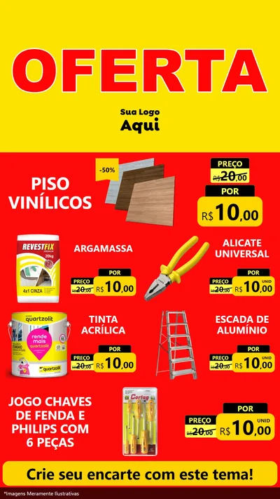Modelo de TV para TV Vertical com o tema OFERTA - Vermelho Cartaz para Material para Construção