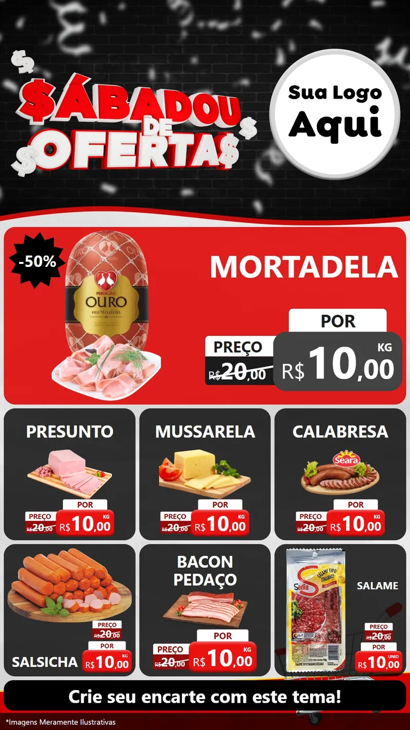 Modelo de Rede Social para Stories com o tema Sabadou de Ofertas para Frios e Laticínios