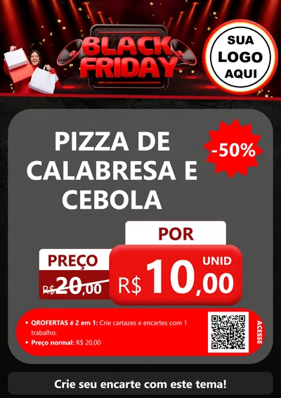 Modelo de Cartaz para Cartaz A4 Vertical com o tema Black Friday para Pizzaria