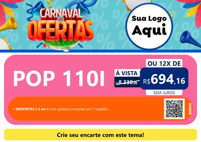 Modelo de Cartaz para Cartaz A4 Horizontal com o tema Carnaval de Ofertas para Concessionaria de Motos