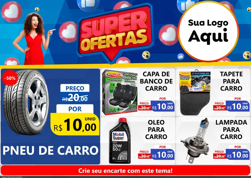 Modelo de Encarte para Encarte A4 Horizontal com o tema Super Ofertas para Auto peças
