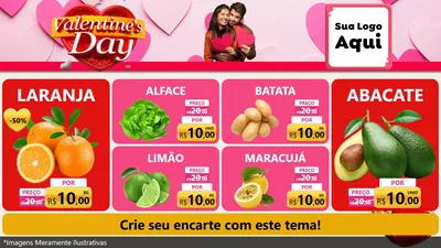 Modelo de TV para TV Horizontal com o tema Valentine's Day para Hortifrúti
