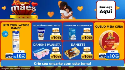 Modelo de TV para TV Horizontal com o tema Mês das Mães para Frios e Laticínios