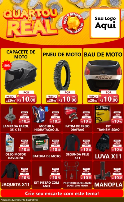 Modelo de Encarte para Encarte Grande com o tema Quartou do Real para Moto peças