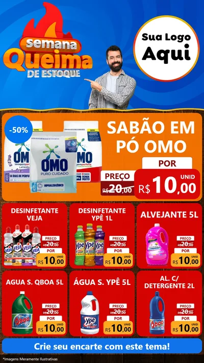 Modelo de Rede Social para Stories com o tema Semana Queima de Estoque para Produtos de Limpeza