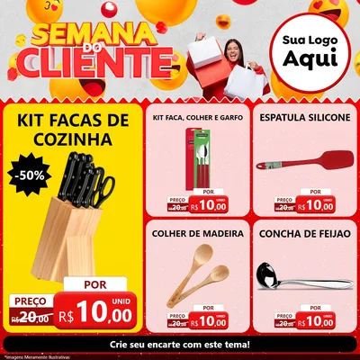 Modelo de Rede Social para Feed Facebook com o tema Semana do Cliente para Utilidades Domésticas
