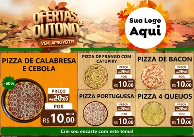 Modelo de Encarte para Encarte A4 Horizontal com o tema Ofertas de Outono - Vem, Aproveite! para Pizzaria