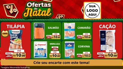 Modelo de TV para TV Horizontal com o tema Ofertas de Natal para Peixaria
