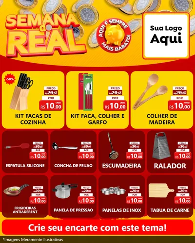 Modelo de Rede Social para Feed Instagram com o tema Semana do Real para Utilidades Domésticas