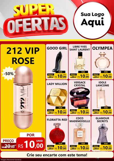 Modelo de Encarte para Encarte A4 Vertical com o tema Super Ofertas para Perfumes