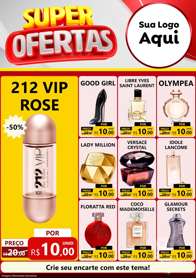 Modelo de Encarte para Encarte A4 Vertical com o tema Super Ofertas para Perfumes