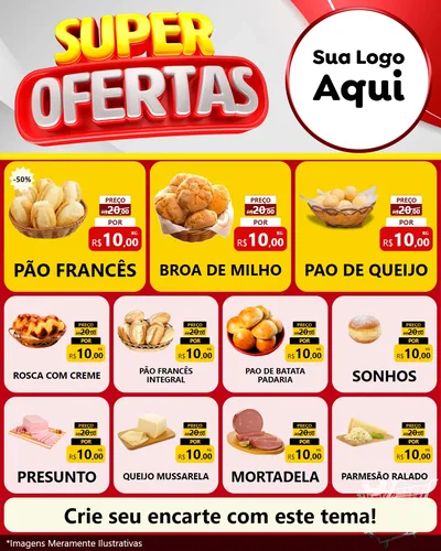 Modelo de Rede Social para Feed Instagram com o tema Super Ofertas para Padaria