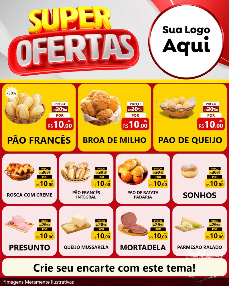 Modelo de Rede Social para Feed Instagram com o tema Super Ofertas para Padaria