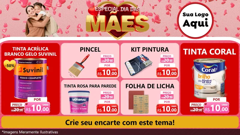 Modelo de TV para TV Horizontal com o tema Especial Dia Das Mães para Tintas e Ferramentas