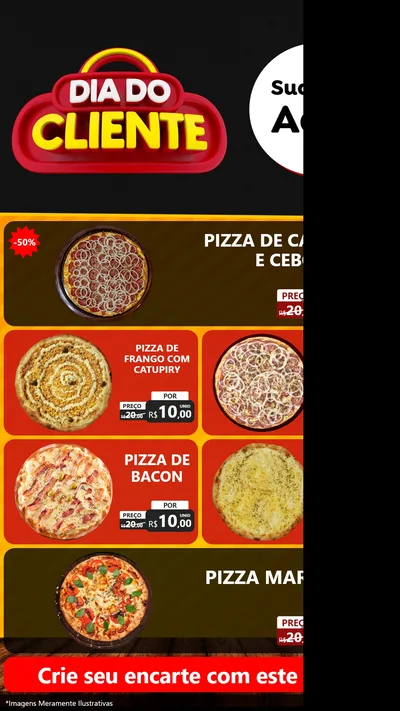 Modelo de TV para TV Vertical com o tema Dia do Cliente para Pizzaria