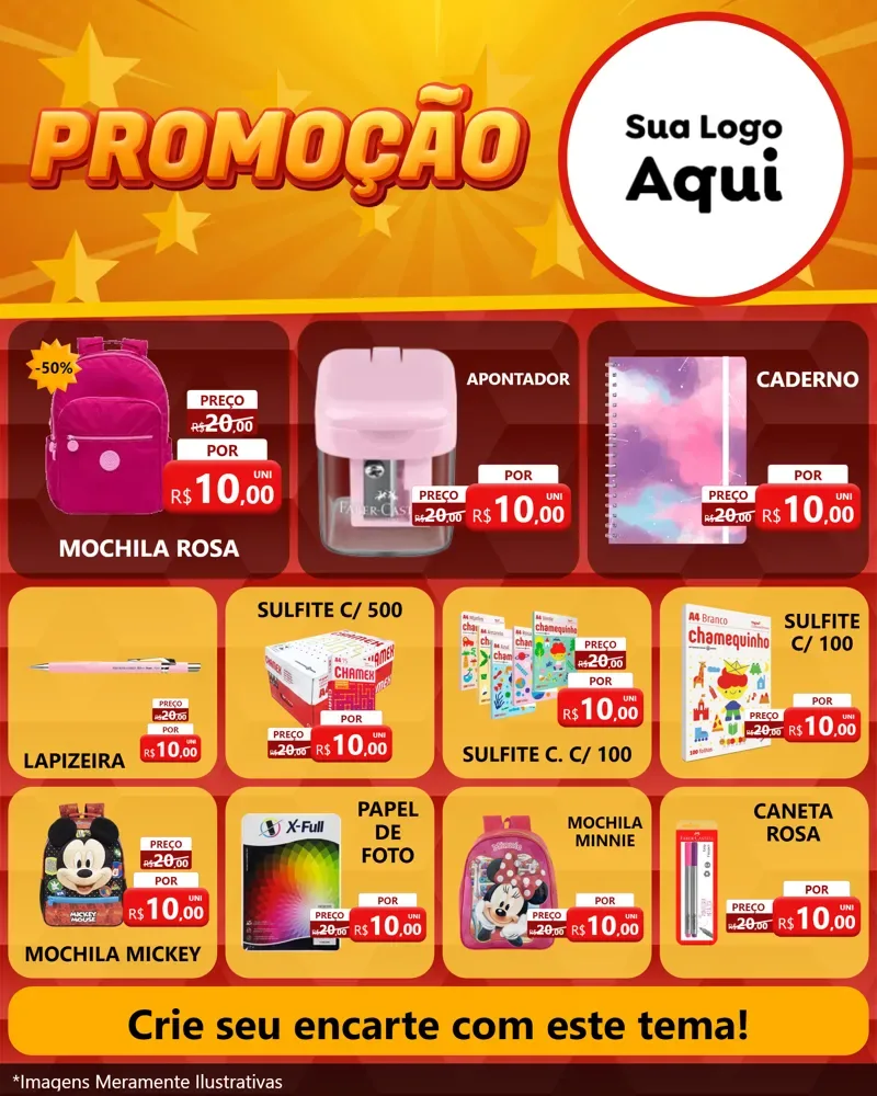 Modelo de Rede Social para Feed Instagram com o tema Promoção para Papelaria