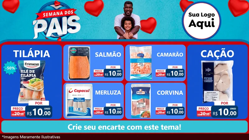 Modelo de TV para TV Horizontal com o tema Semana Dos Pais para Peixaria