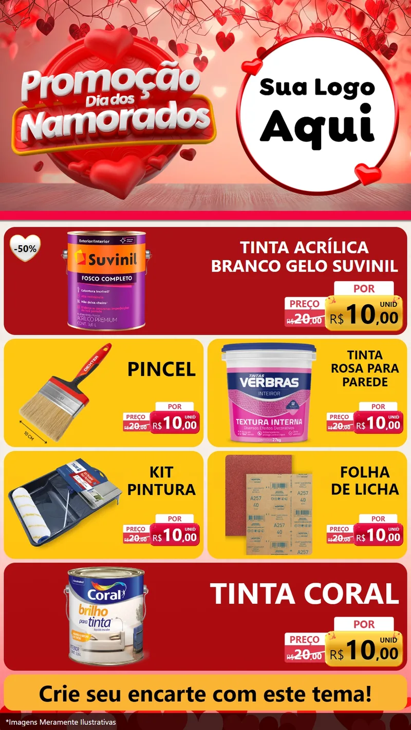 Modelo de TV para TV Vertical com o tema Promoção Dia dos Namorados para Tintas e Ferramentas