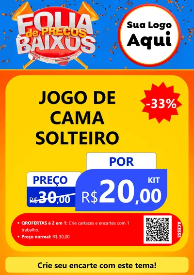 Modelo de Cartaz para Cartaz A4 Vertical com o tema Folia de Preços Baixos para Cama, Mesa e Banho
