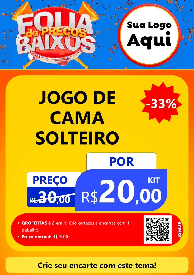 Modelo de Cartaz para Cartaz A4 Vertical com o tema Folia de Preços Baixos para Cama, Mesa e Banho