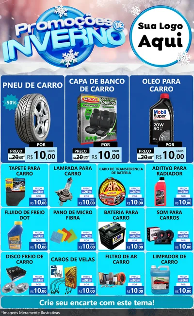 Modelo de Encarte para Encarte Grande com o tema Promoções de Inverno para Auto peças