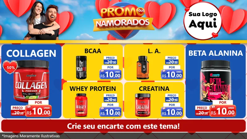 Modelo de TV para TV Horizontal com o tema Promo dos Namorados para Suplementos alimentares